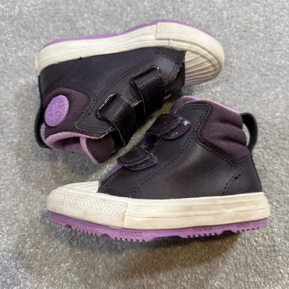 Converse Chuck Taylor All Star‎ Berkshire Sneaker Boot  Purple Leather Toddler 7